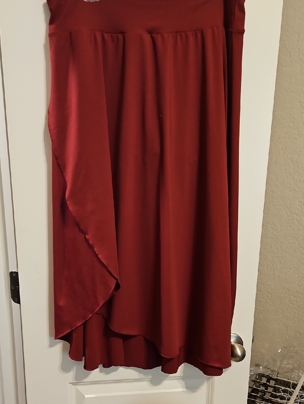 Source Unknown Burgundy Satin High-Low Skirt